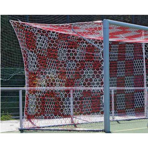 Fußball Tornetze 7,32 x 2,44 m zweifarbig in Vereinsfarben mit wabenförmigen Maschen, alle Varianten nach Wahl