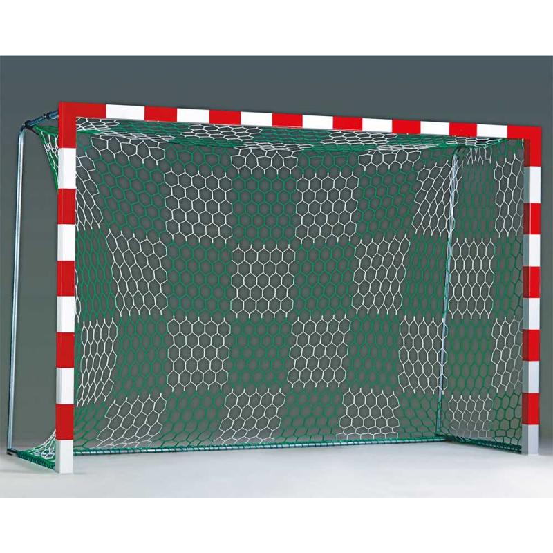 Handballtornetze 3,10 x 2,10 m oben 80 cm unten 100 cm tief mit wabenförmigen Maschen