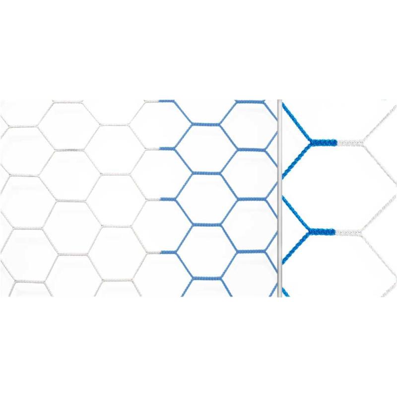 Fußball Tornetze 3,10 x 2,10 m zweifarbig in Vereinsfarben mit wabenförmigen Maschen für Kleinfeldtore, alle Varianten nach Wahl
