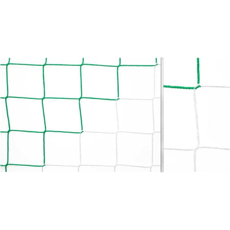 Fußball Tornetze 3,10 x 2,10 m zweifarbig in Vereinsfarben für Kleinfeldtore, alle Varianten nach Wahl